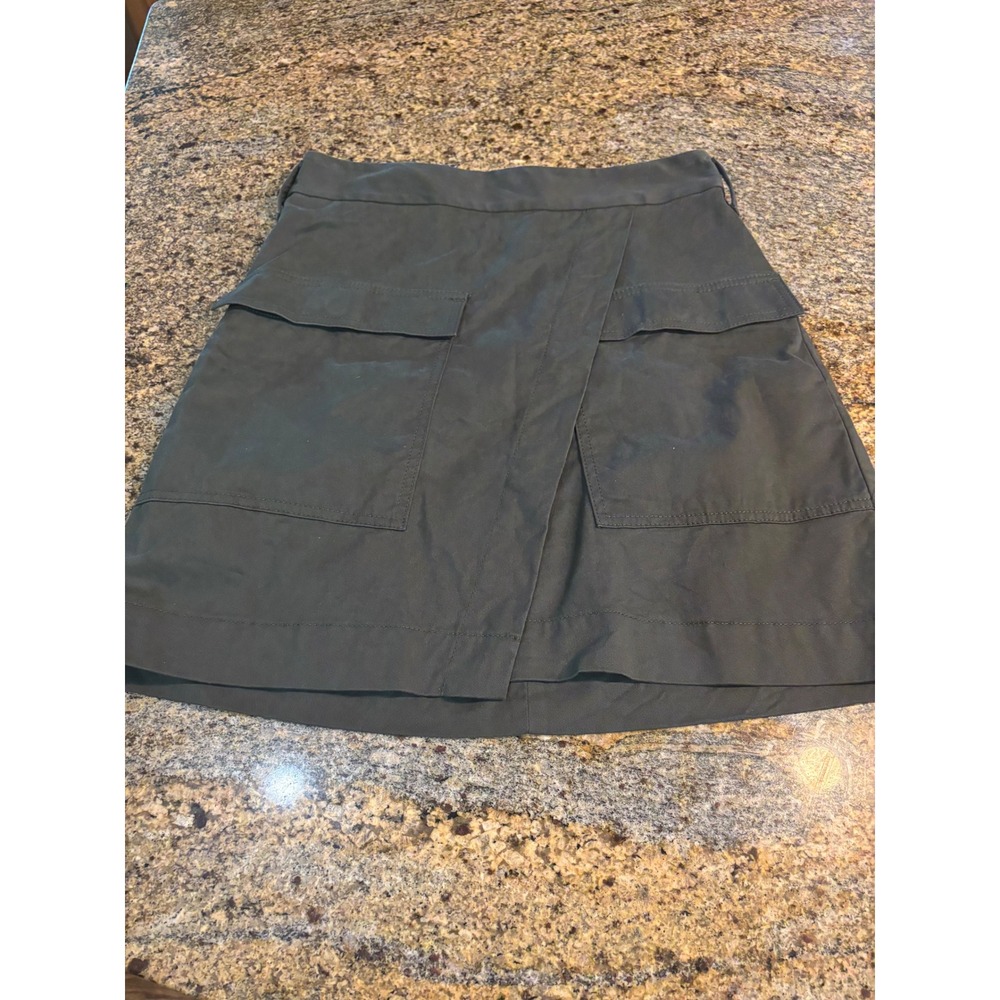 Banana Republic Utility Mini Skirt Olive Green Pockets Asymmetrical Casual Sz 4